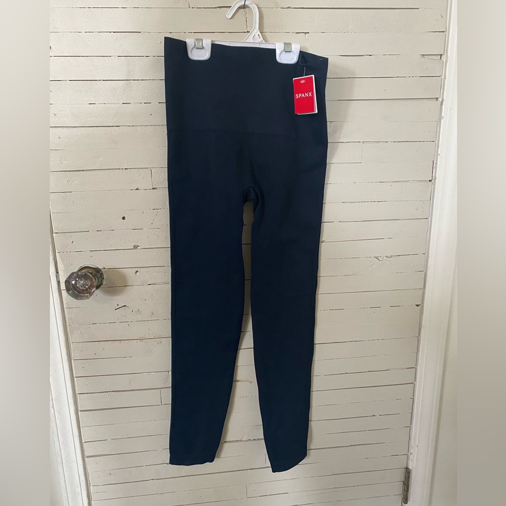 SPANX look at me now leggings. Port navy. Size L. Brand new with tags